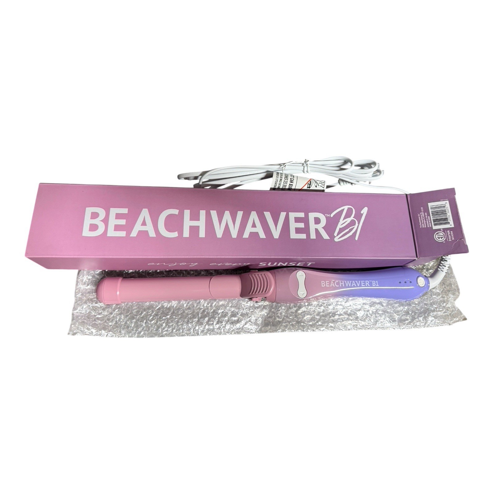 Beachwaver B1 1in Rotating Curling Iron Ceramic 410°F 3-Temp Pink/Purple