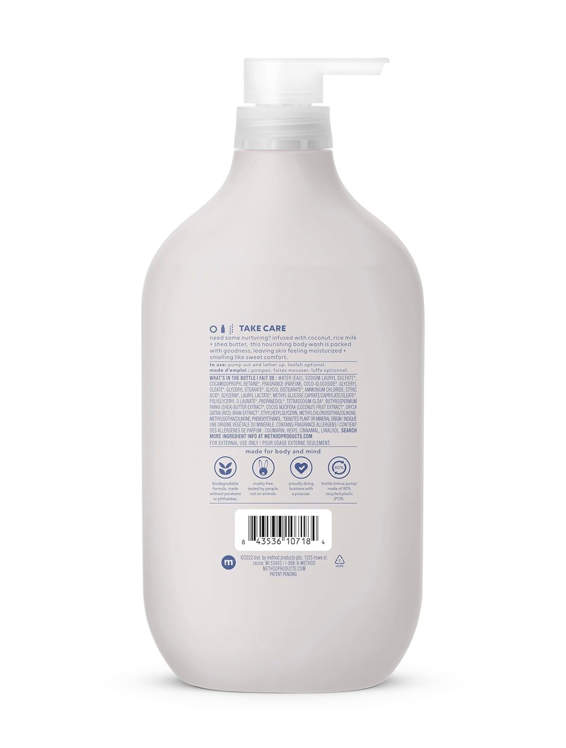 Method Body Wash Simply Nourish Coconut Rice Milk Shea Butter 28 oz