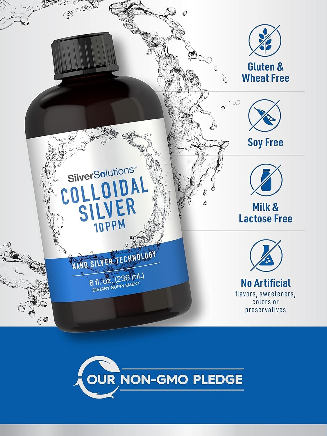 Carlyle Colloidal Silver | 10 Ppm | 8 Oz (236 Ml) | Nano Silver Technology | Veg