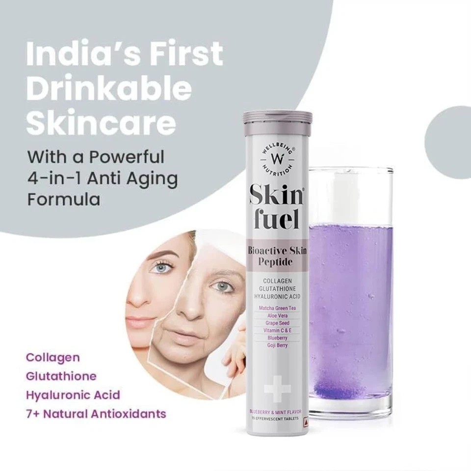 Wellbeing Nutrition Skin Fuel Glutathione 15 Effervescent Tablets for Skin, Radi