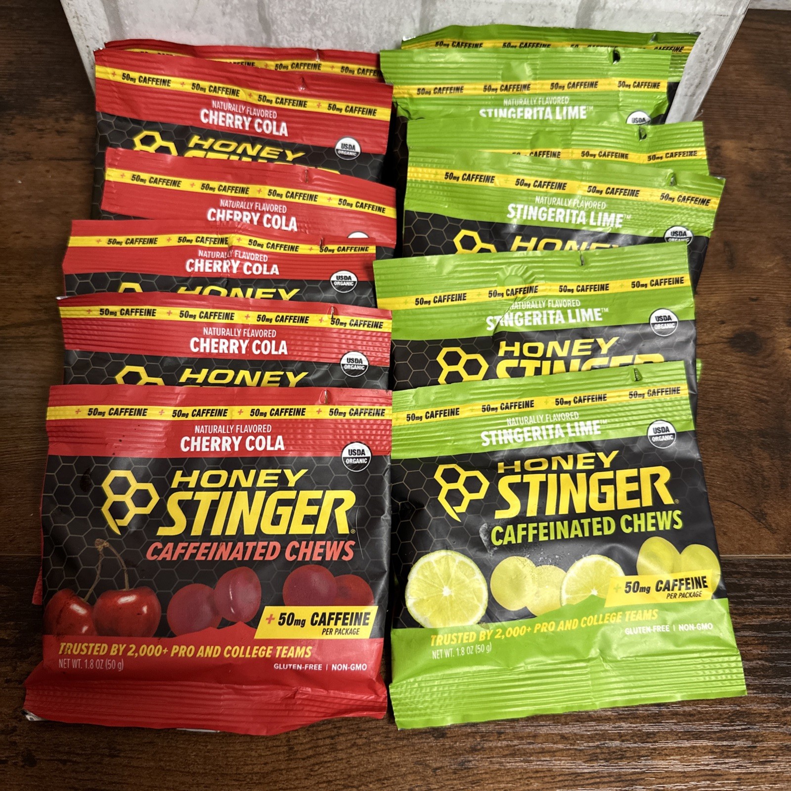 12 Honey Stinger Caffeinated Energy Chews Lime Cherry 1.8 OZ each 12/26+ Dates