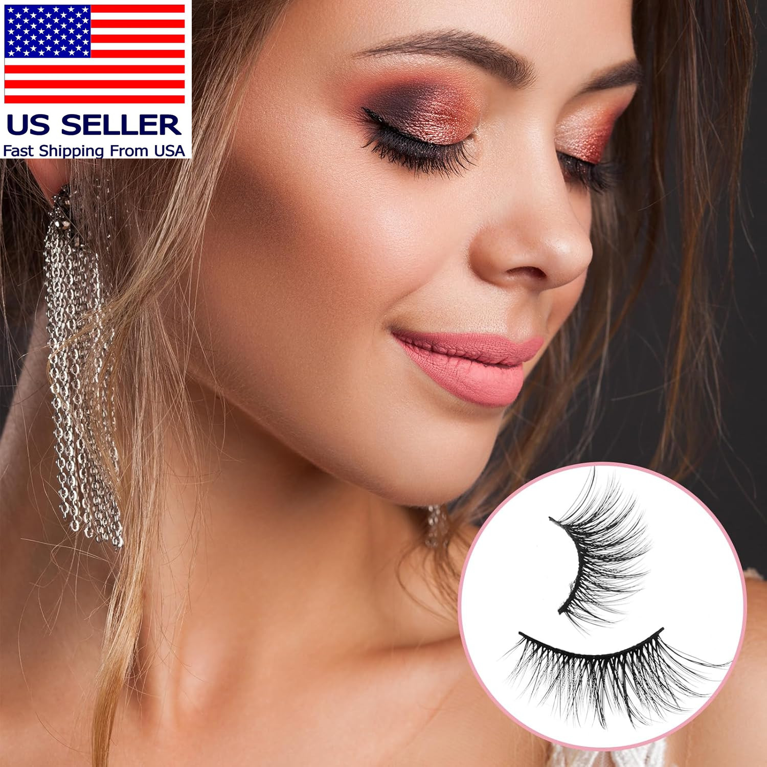 Half Lashes Natural Look Wispy False Eyelashes 15MM 3D Fluffy Faux Mink Lashes W