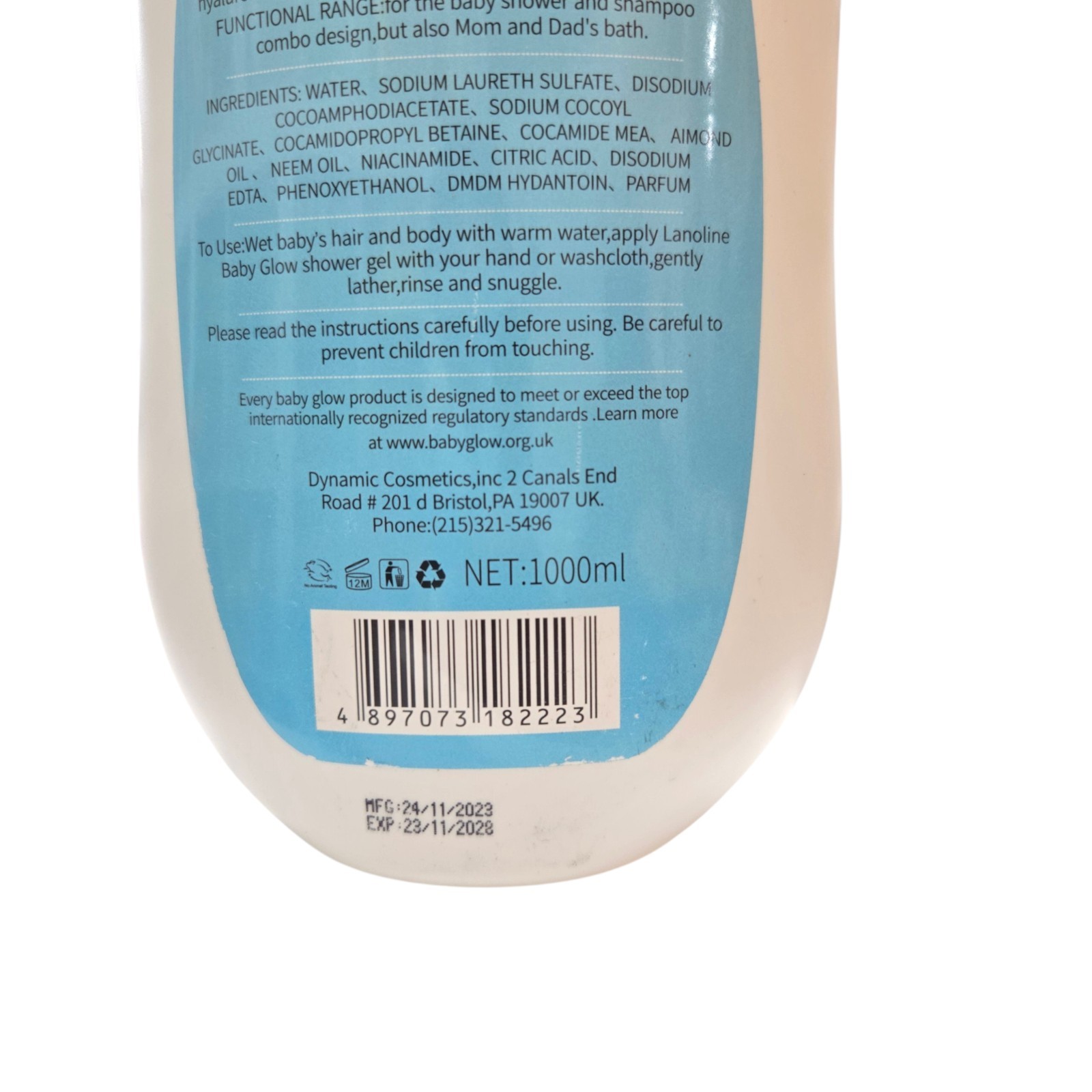 Lanoline Baby Glow Almond & Neem Oil Gel Wash 1000ml Protects From Day Old-15yrs