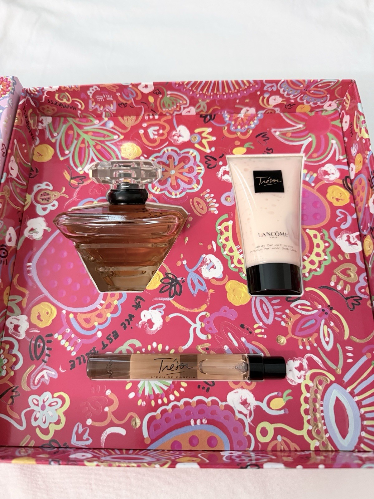 Lancôme Trésor Eau de Parfum Spray 3.4 fl oz Gift Set + Body Lotion + Purse