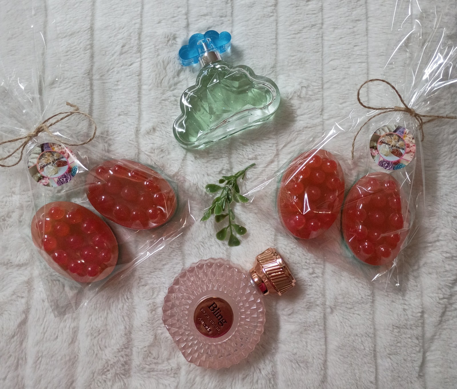 Handmade Watermelon Glycerin Soap Bar, Oval Fruit Pattern, Red/Green, 2 oz