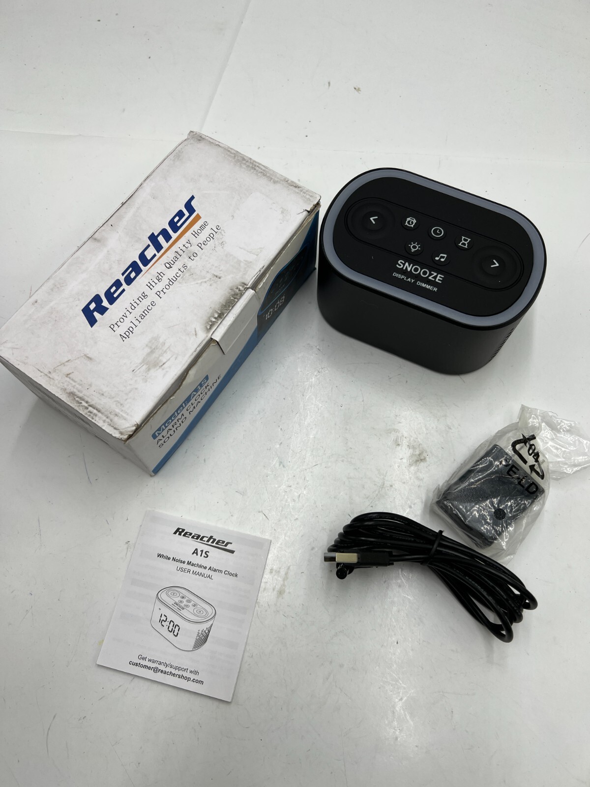Reacher A1S Digital Alarm Clock & White Noise Sound Machine 21 Soothing Sounds