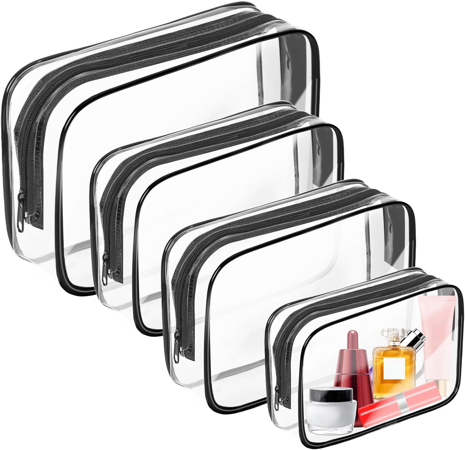 AURUZA Clear Makeup Bag,Portable Travel Toiletry Bags with Zipper, TSA Approved