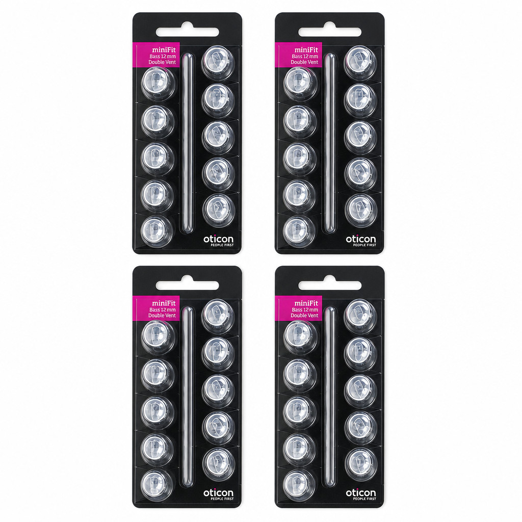 Oticon miniFit Bass Domes 12mm Double Vent – 1 pack of 4