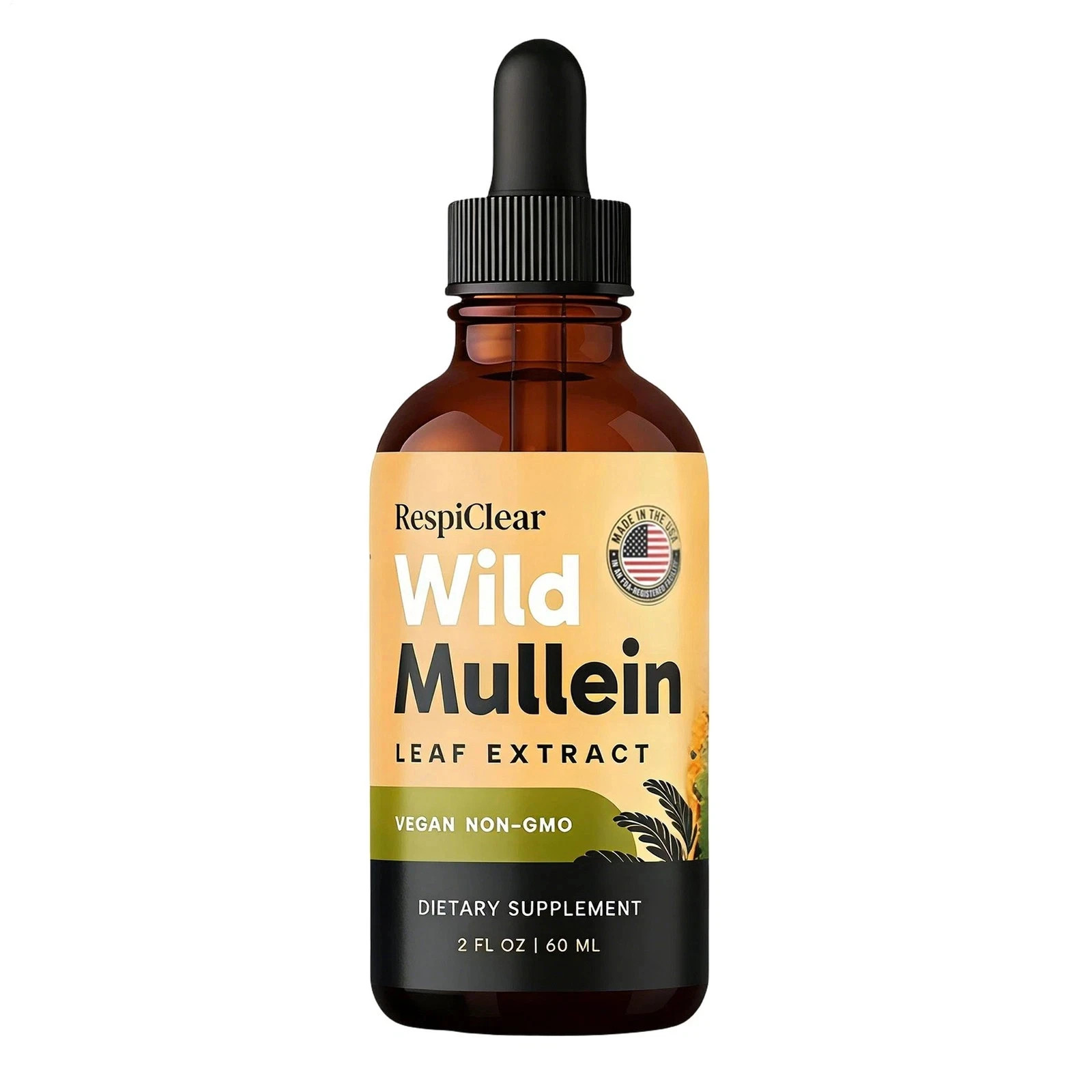 Pack 3 Drops All-Natural Mullein RESPICLEAR with Ginger & Lemon for Lung Cleanse