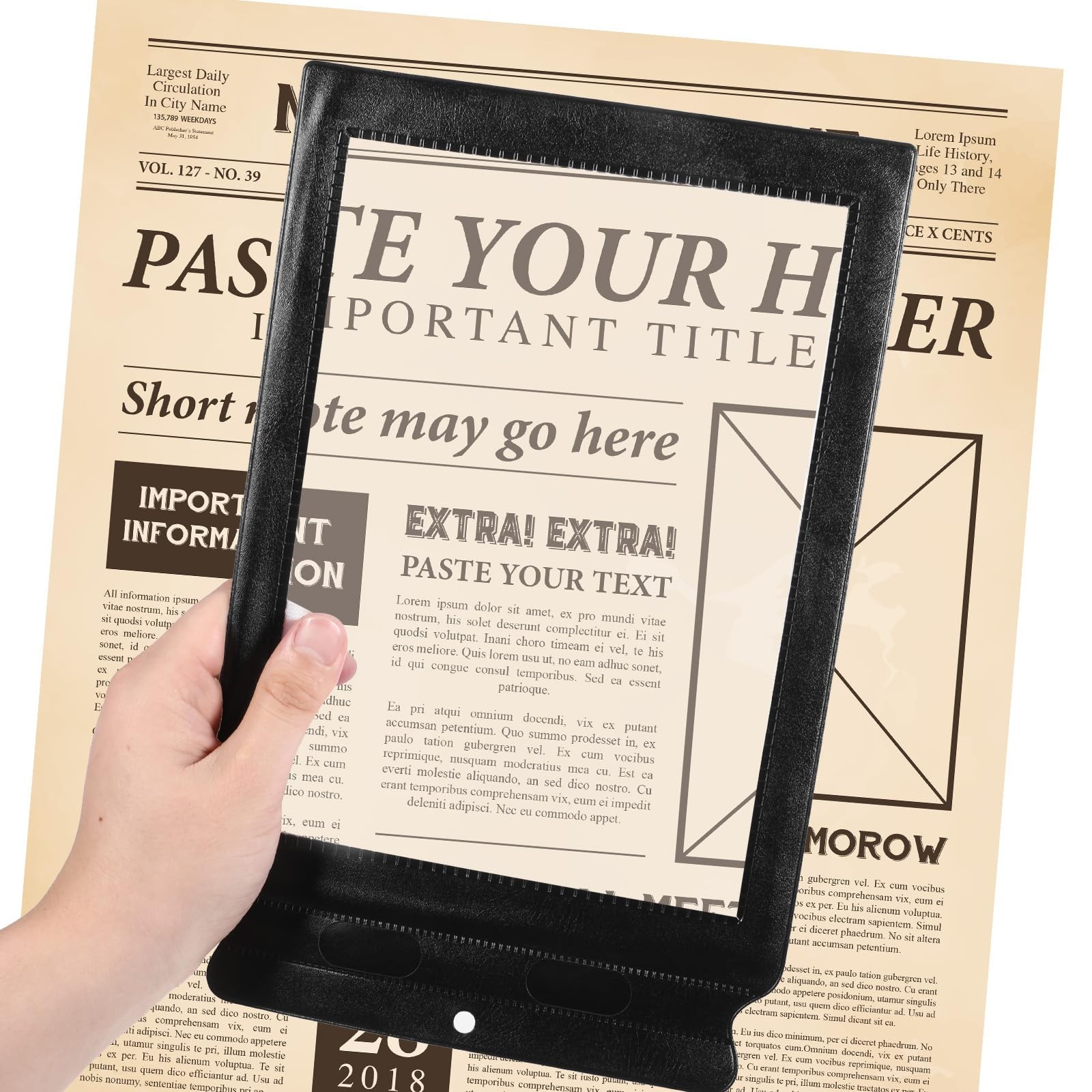 3X Full Page Magnifying Glass for Reading, 12.4 x 7.7 Inch Lightweight Magnifier