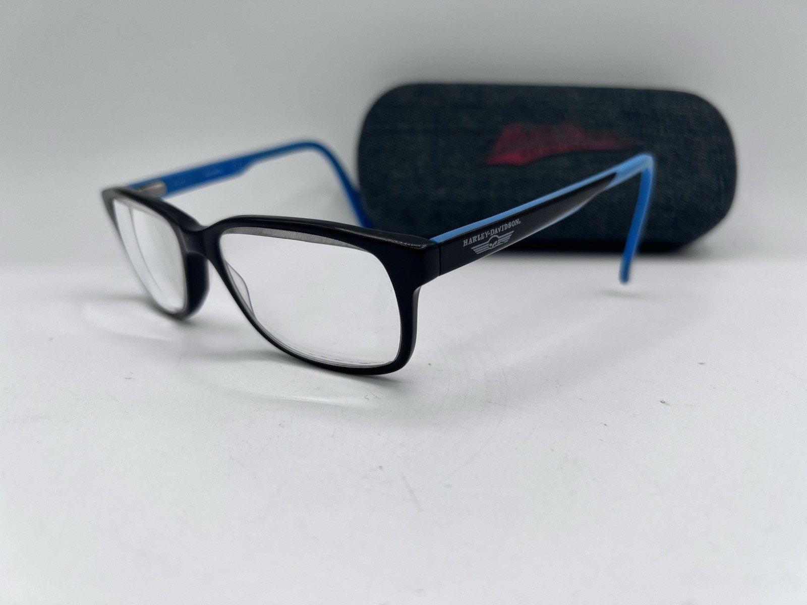 Harley-Davidson Viva HDT116 B84 Blue Black Rectangle Mens Eyeglasses 50mm