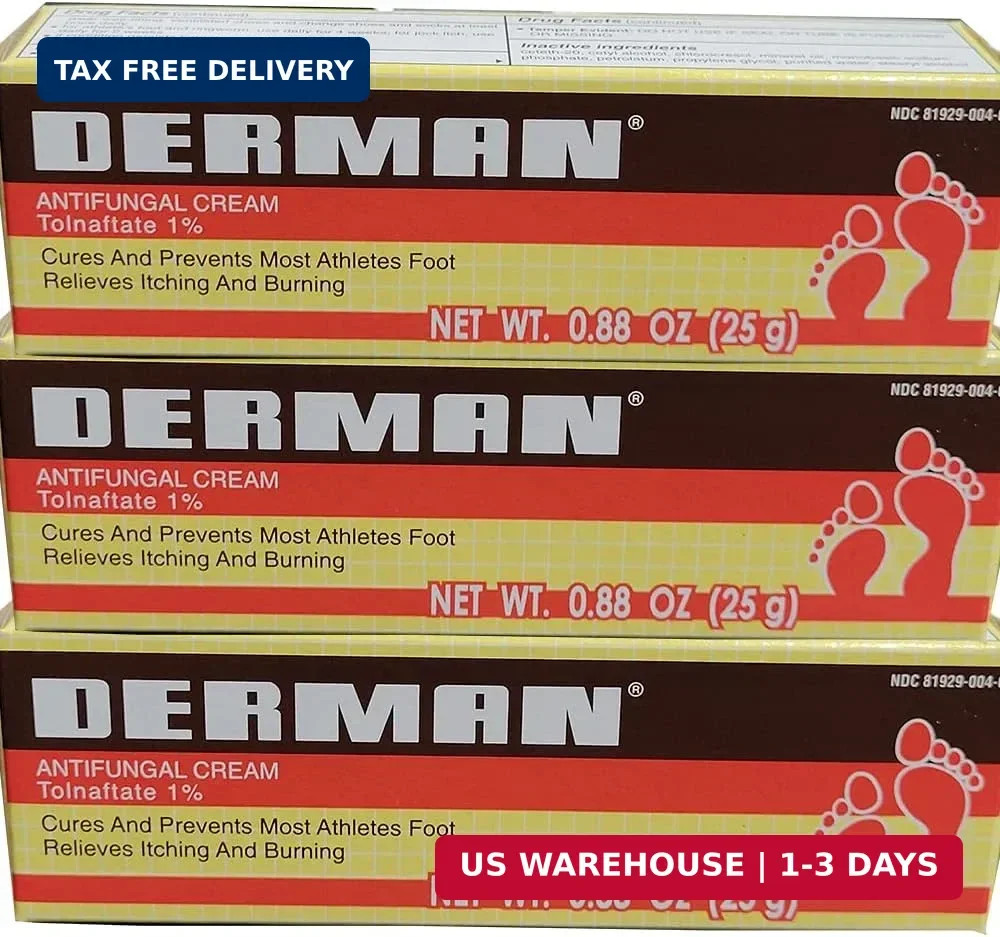 Derman Antifungal Cream for the Treatment of Athlete’s Foot (3 Pack (0.88 Ounce)