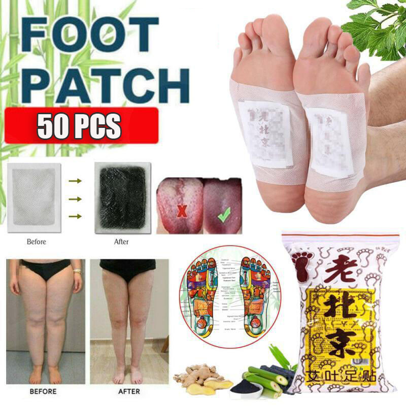 50PCS Detox Foot Pads Body Toxins Feet Patches Slimming Deep Cleansing Herbal