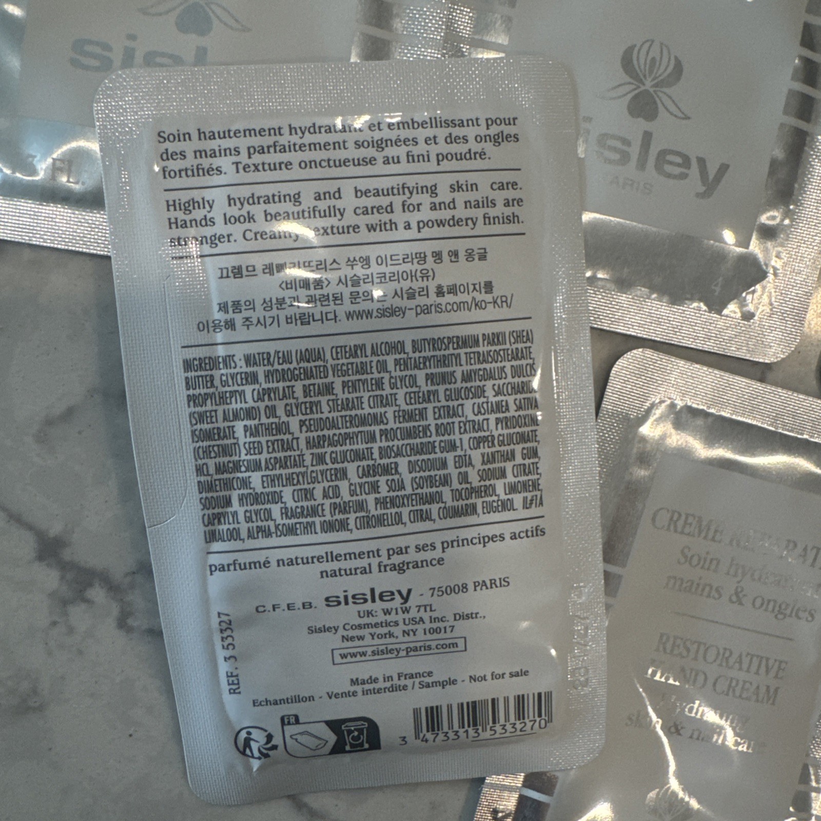 5 Sisley Restorative Hand Cream Hydrating Skin And Nail Care 4ml Each Samples