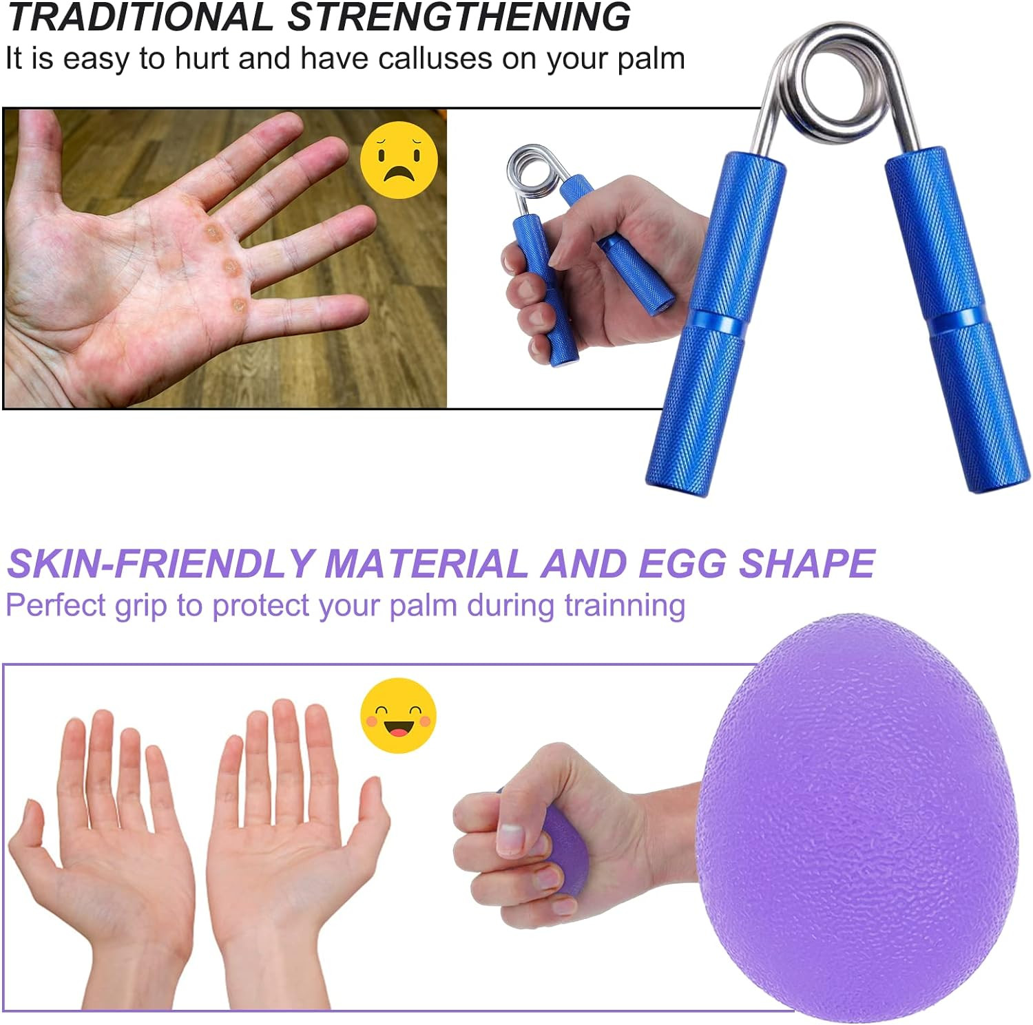 Professional Hand Therapy Stress Balls with Carrying Bag for Strength Training