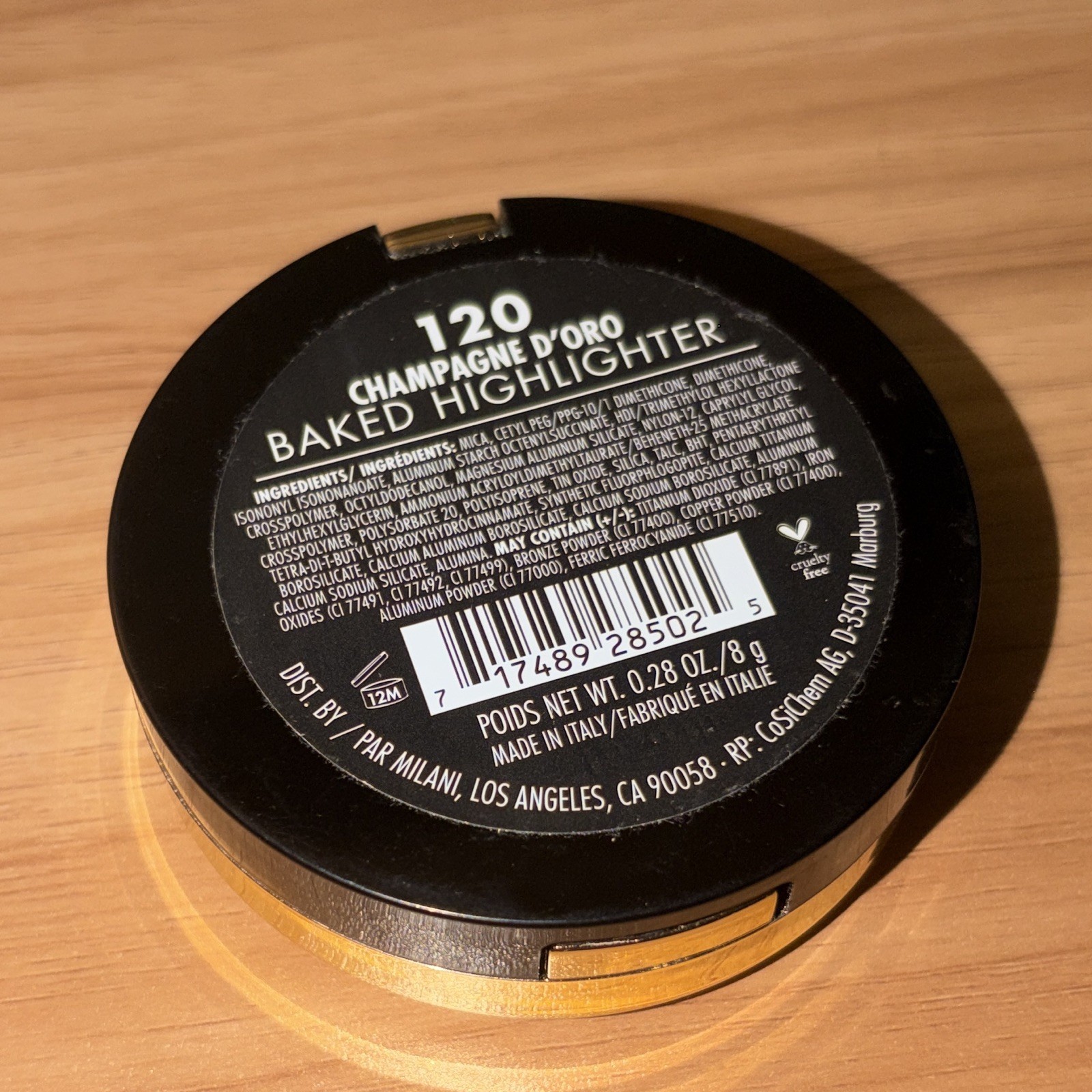 Milani Baked Highlighter, 120 Champagne D’Oro, 0.28 oz / 8 g, 12M