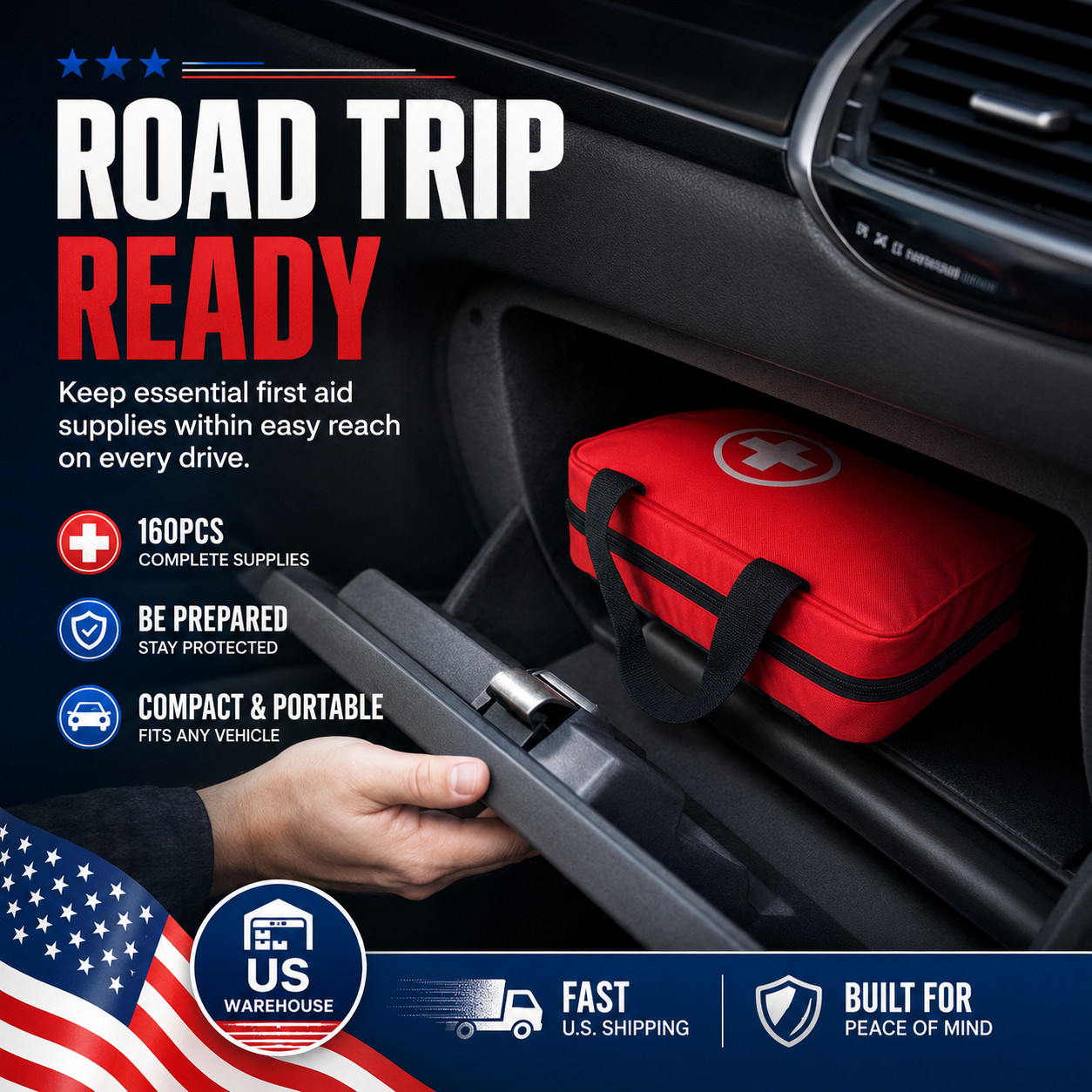 First Aid Kit Home Office Car Camping Hiking – 160 Piece
