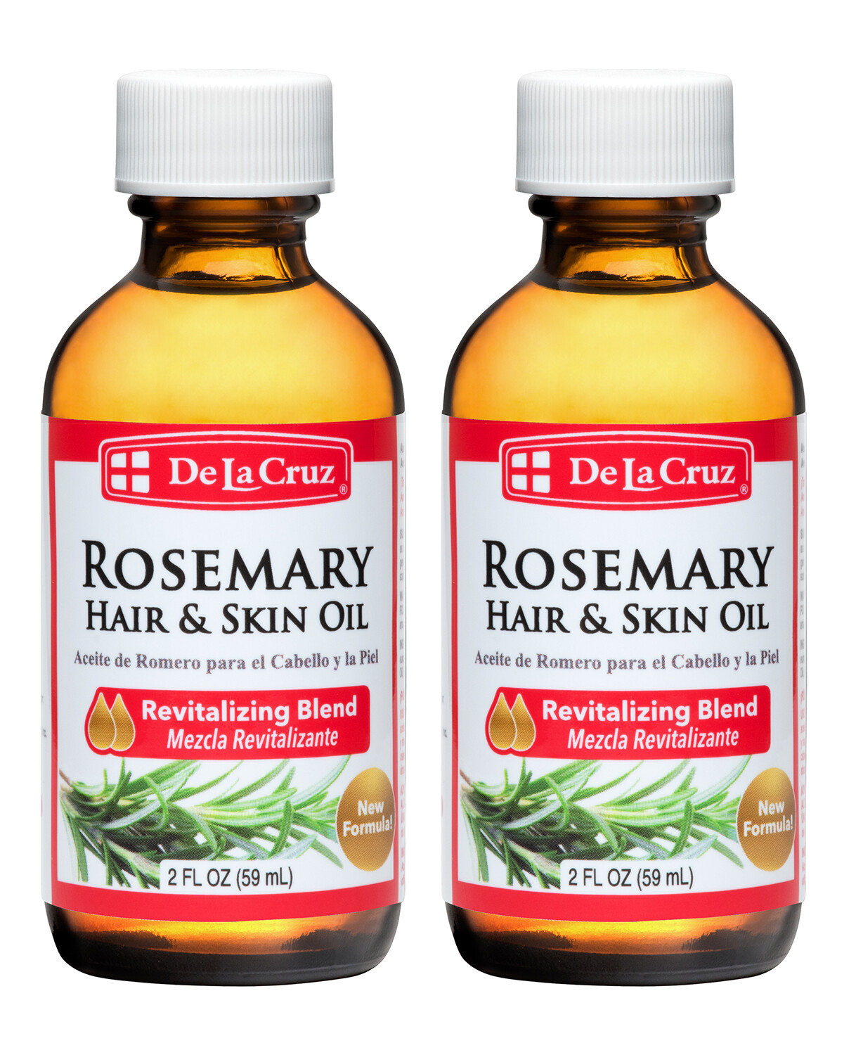 De La Cruz Oil of Rosemary Blend for Hair & Skin, 2 FL OZ / USA / (2 BOTTLES)