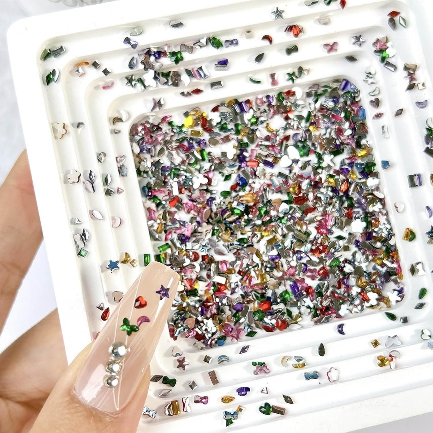2000PCS Colorful Rhinestones Nail Art Charms Multi Shape Crystal Flat Back Na…
