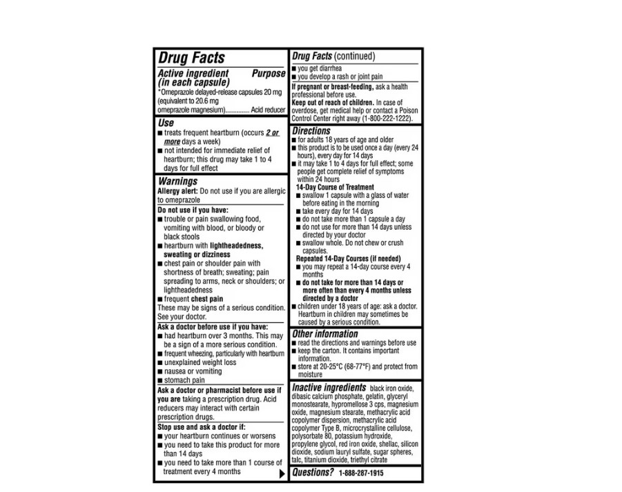 Equate Omeprazole Delayed-Release Acid Reducer Capsules, 20 mg, 42 Count, 3PK