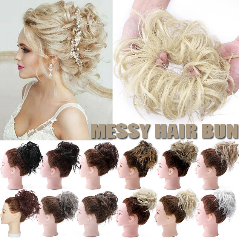 7″ Messy Bun Hair Piece Scrunchie Updo Real Thick Hair Extensions as Human Hair