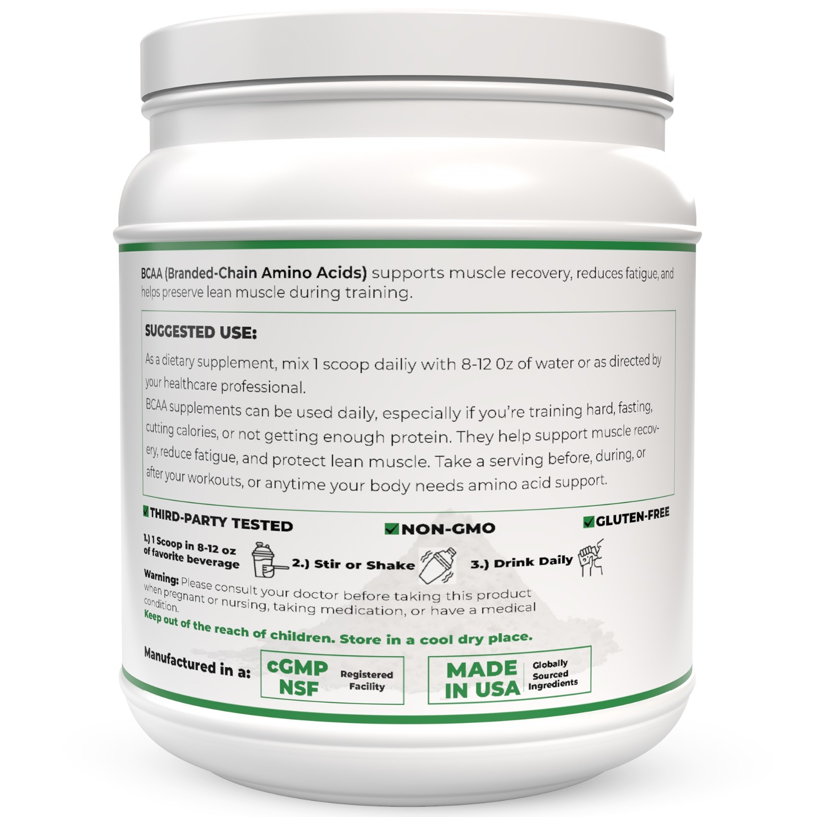 BCAA Amino Acids + B6 Supplement Powder | Unflavored | 77 Servings