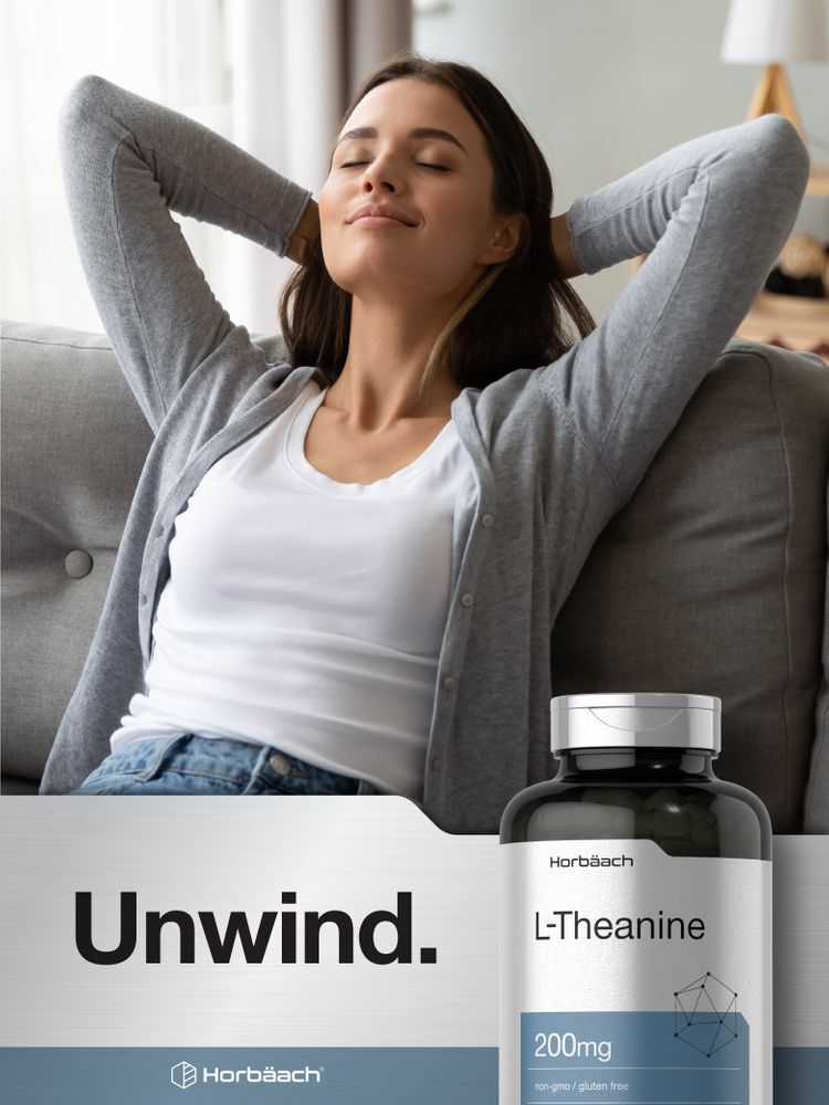 L Theanine 200mg | 400 Capsules | Value Size | Non-GMO | by Horbaach