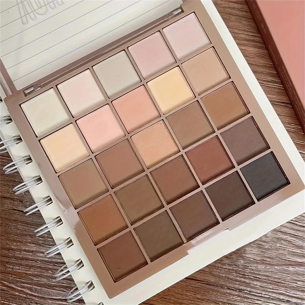 25-Color Eyeshadow Palette – Neutral Gray and Brown Earth Tones, Coffee and Choc