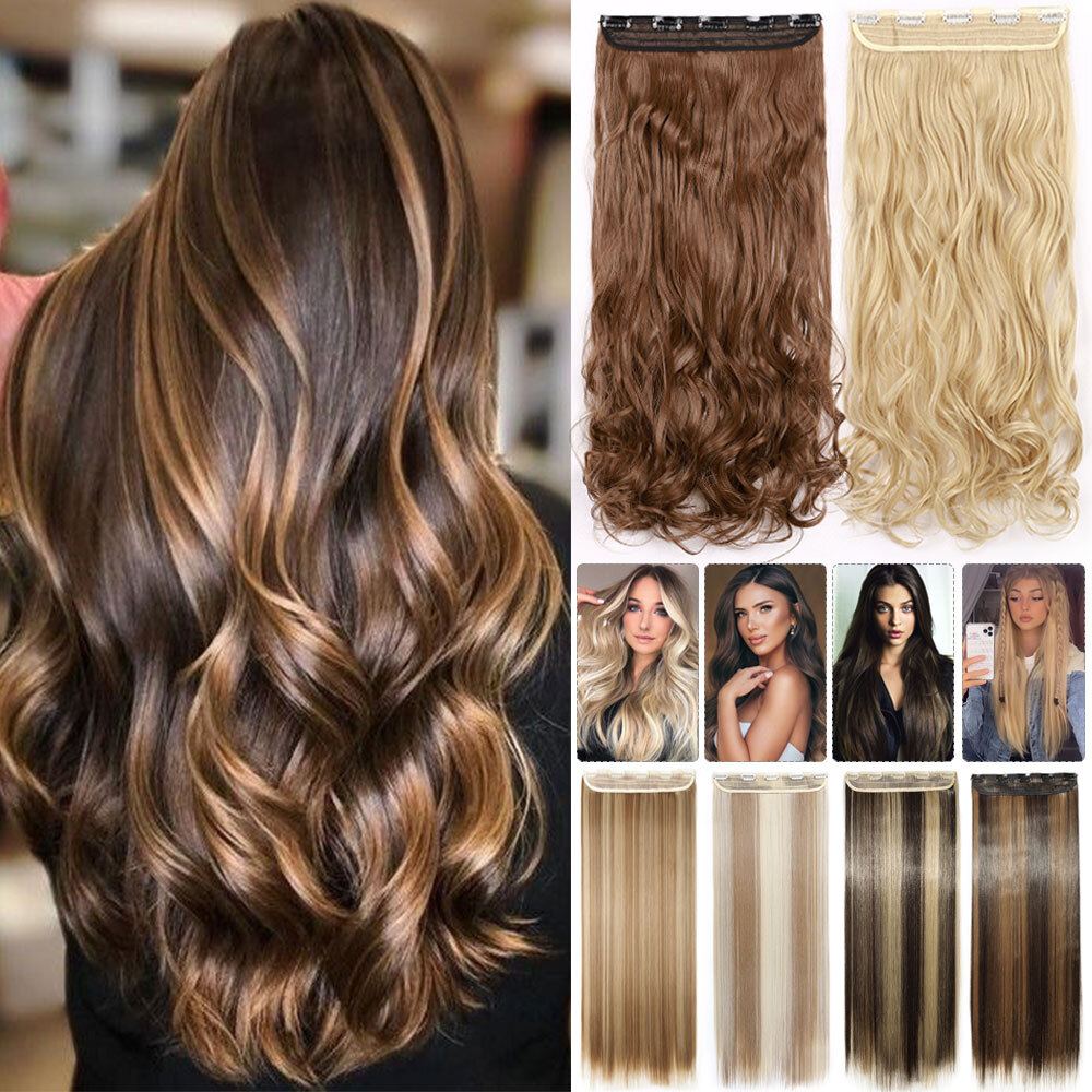 Thick 17-30″ Long Curly One Piece Full Head Clip In Hair Extension Real As Human
