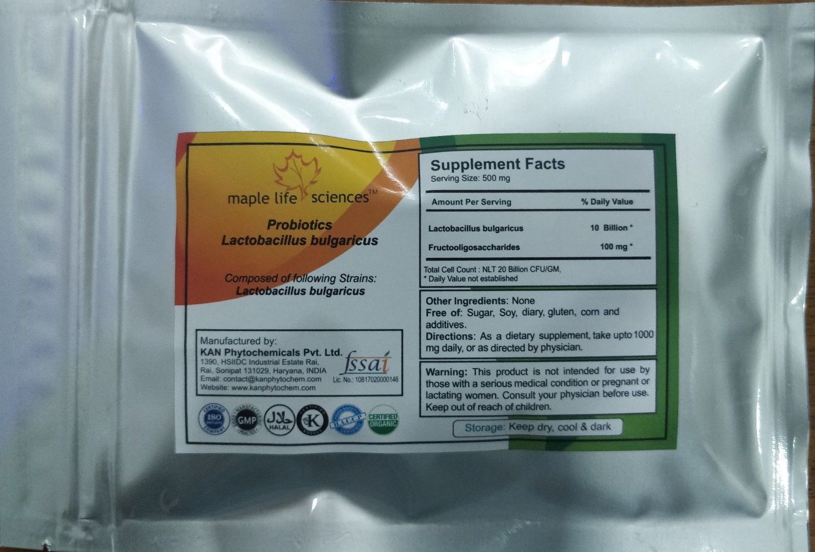 Probiotic blend of Lactobacillus bulgaricus 20 Billion CFU/GRAM High Quality 17