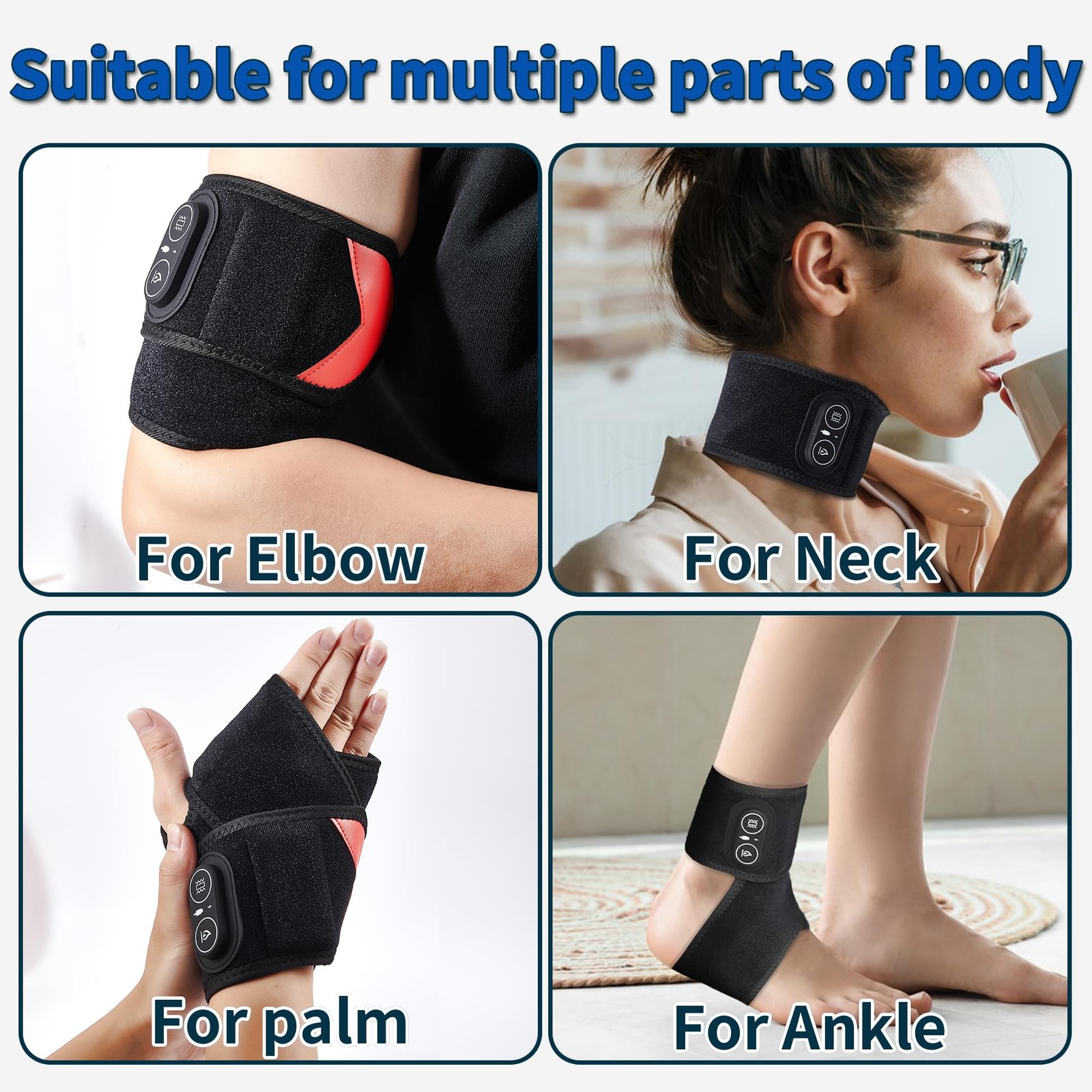 Red Light Cordless Wrist Heating Pad Massage for Carpal Tunnel with 3000mAh B…