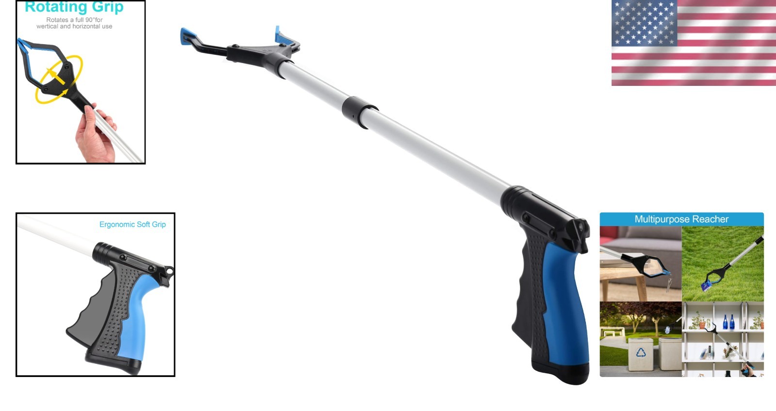 Rotating 32-Inch Grabber Tool – Lightweight Mobility Aid for Home and Outdoor