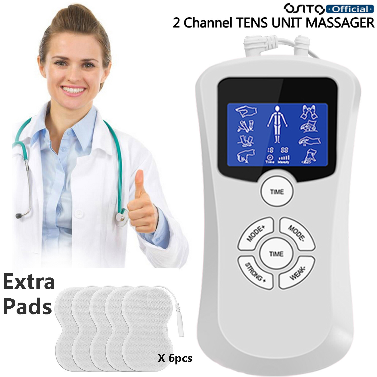 OSITO Tens Unit Electronic Pulse Massager Muscle Stimulator Therapy Pain Relief