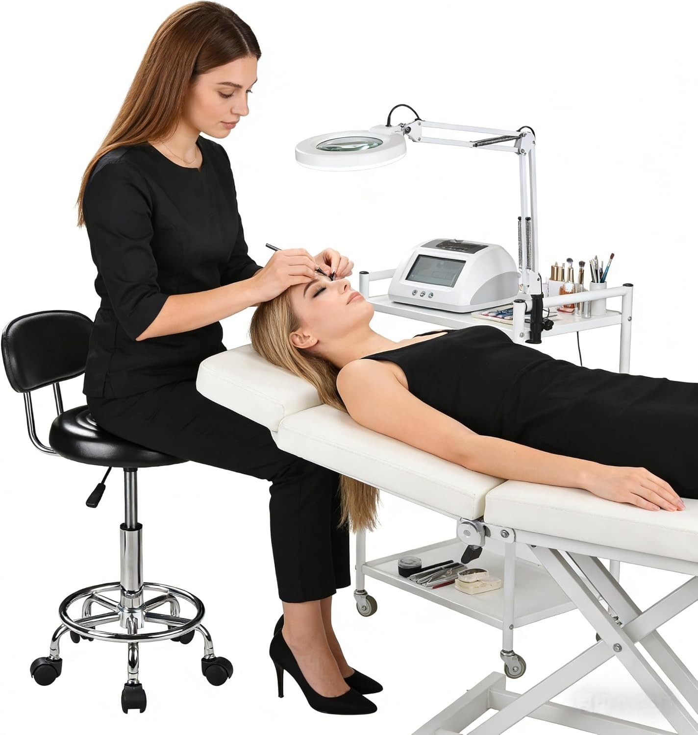 Luxury Spa Chair with Backrest – Hydraulic Height Adjustable, 300 lb Capacity
