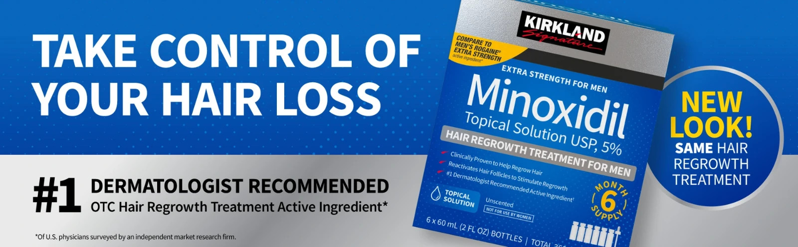 12 MONTHS Kirkland Minoxidil Solution 5% Extra Strength for Men Hair Regrowth