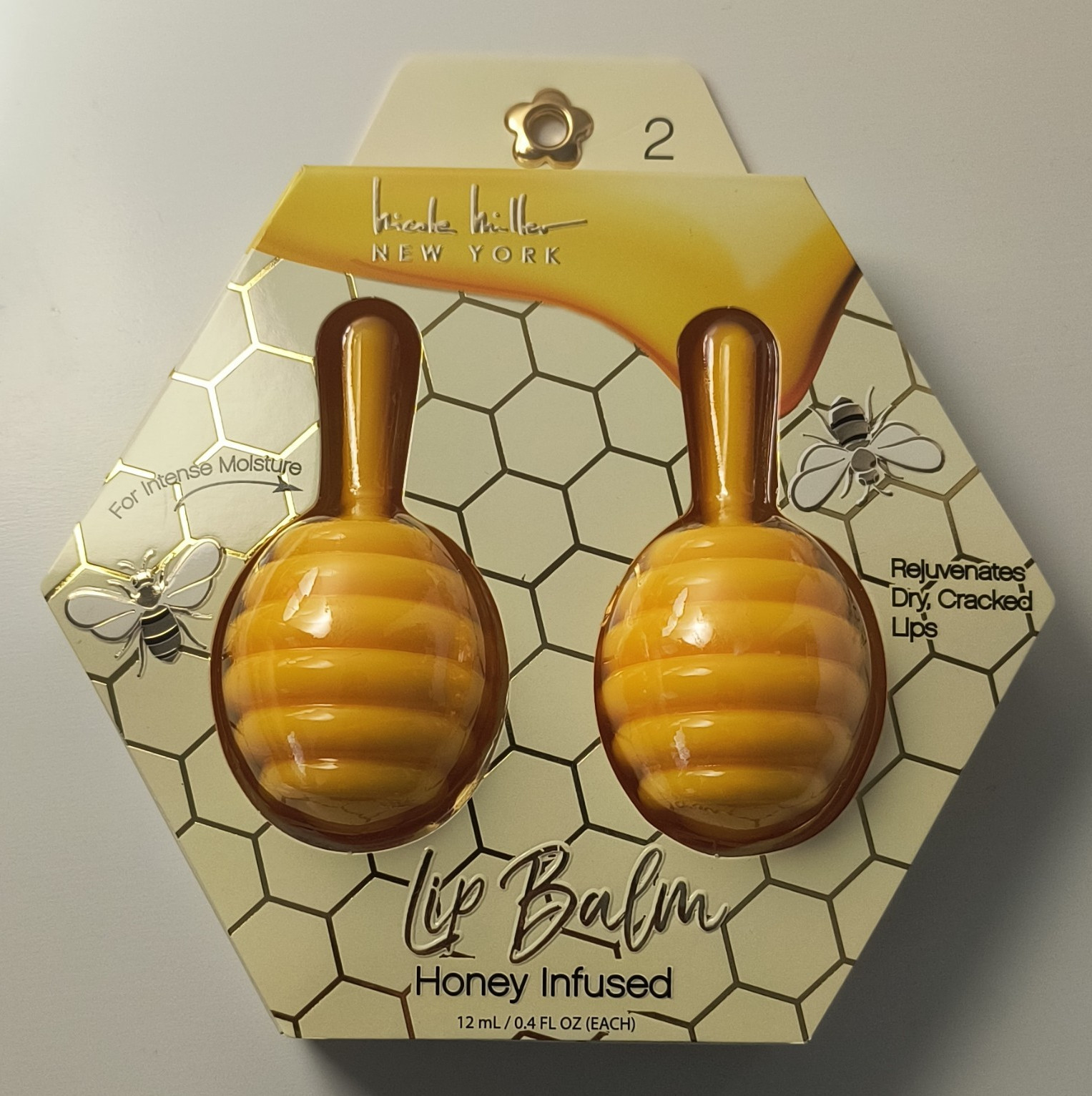 Nicole Miller New York Honey Infused Lip Balm 2-Pack, 0.4 fl oz Each