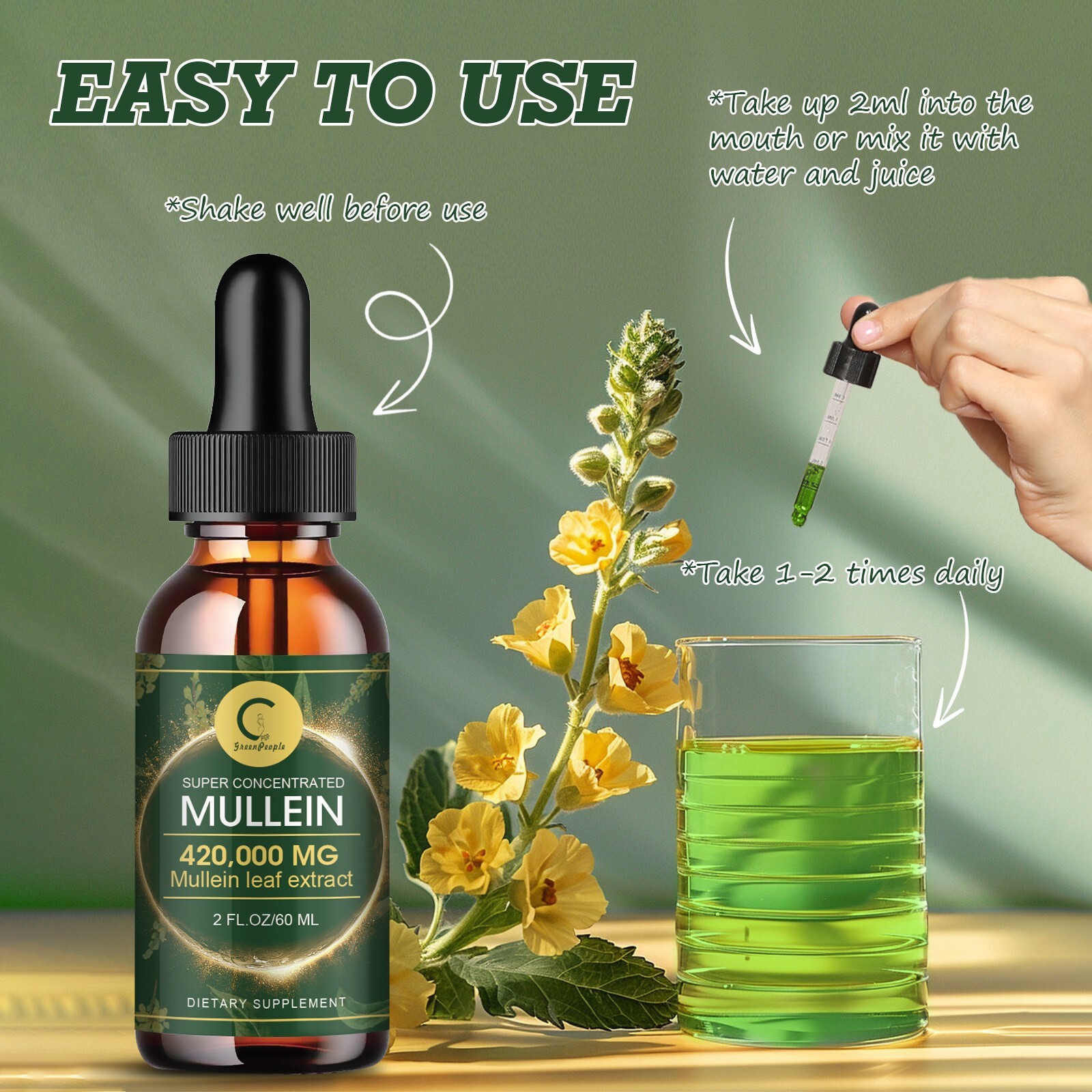 2x Mullein Leaf Extract Liquid Drops Healthy Lung Cleanse Respiratory Support