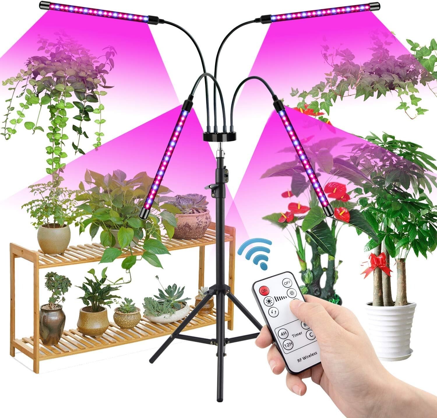 Remote Control 4 Heads Led Grow Light Plant Growing Lamp Light For Indoor Plants