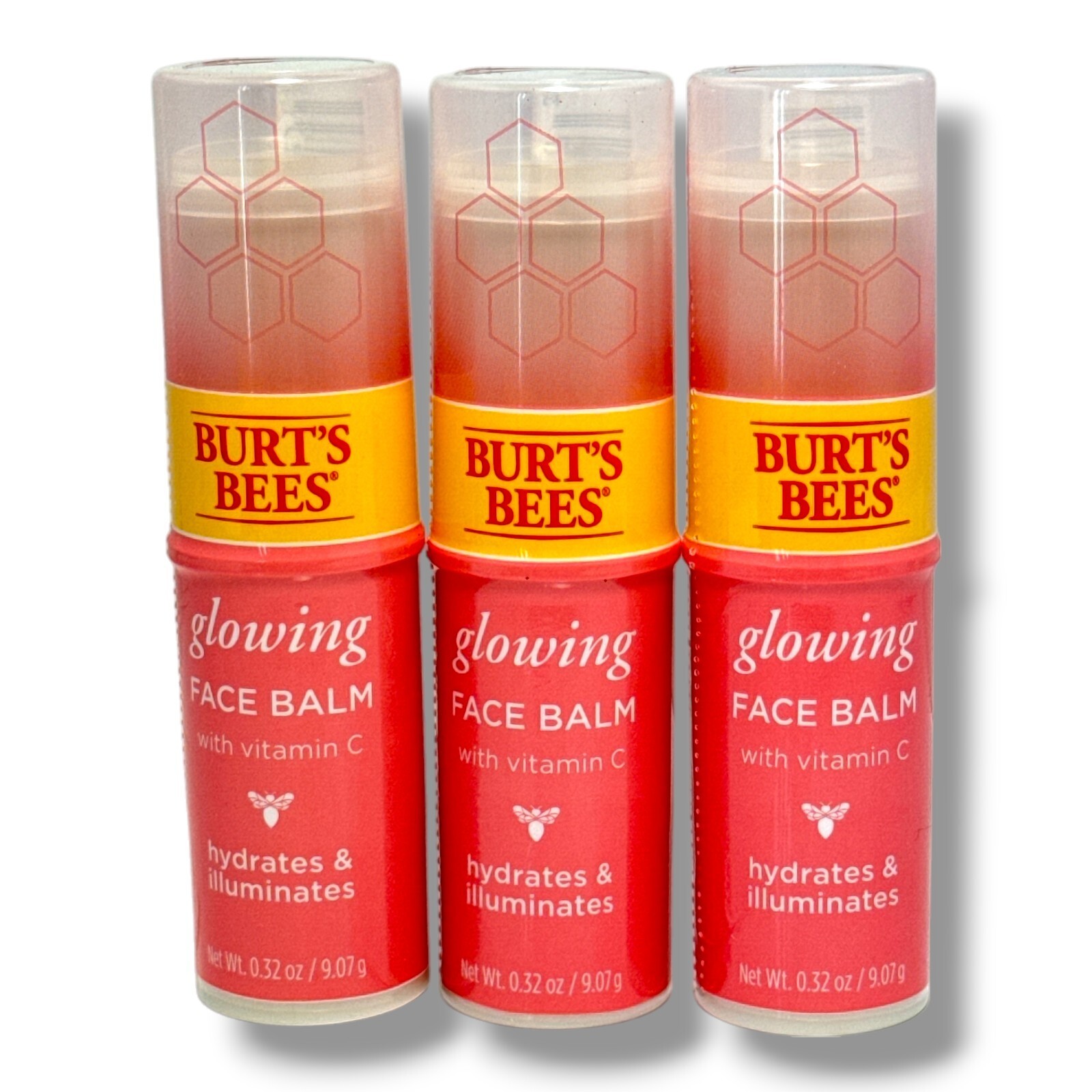 Burt’s Bees Glowing Face Balm 0.32oz./9.07g New Sealed; LOT OF 3