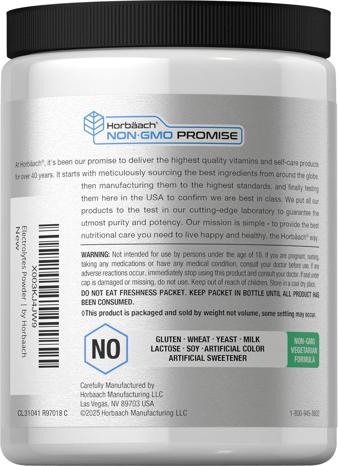 Electrolyte Powder | 16 oz | Hydration Supplement | Lemon Flavor | by Horbaach