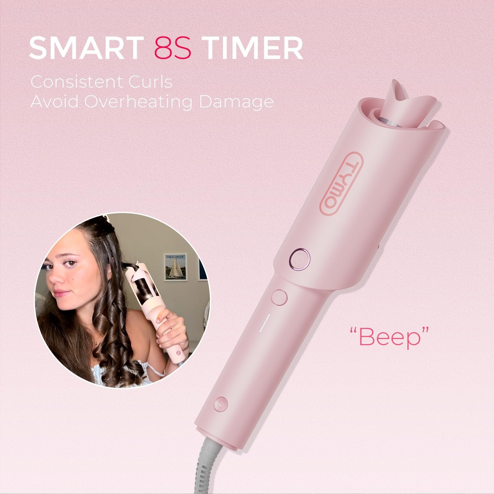 Automatic Rotating Curling Iron – 1 Inch Beach Waves Curler, Portable Dual Volta