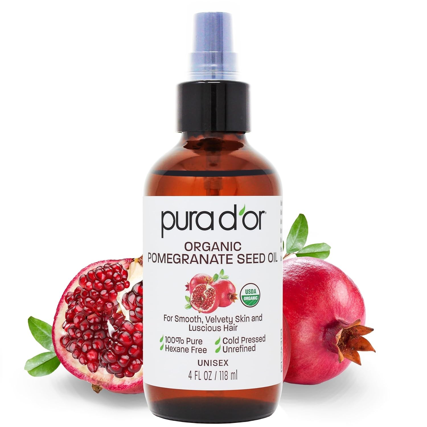 Aceite de granada orgánico de 4 oz – 100 % puro, certificado por el USDA Premium