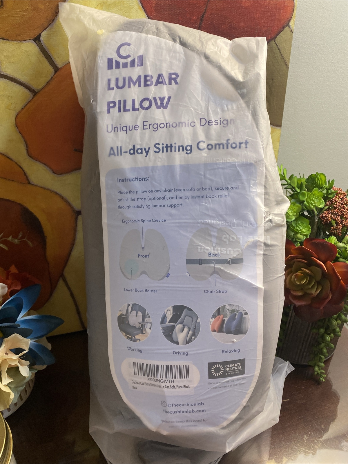 Cushion Lab Extra Dense Lumbar Pillow Patented Ergonomic Multi-Region Back Pain