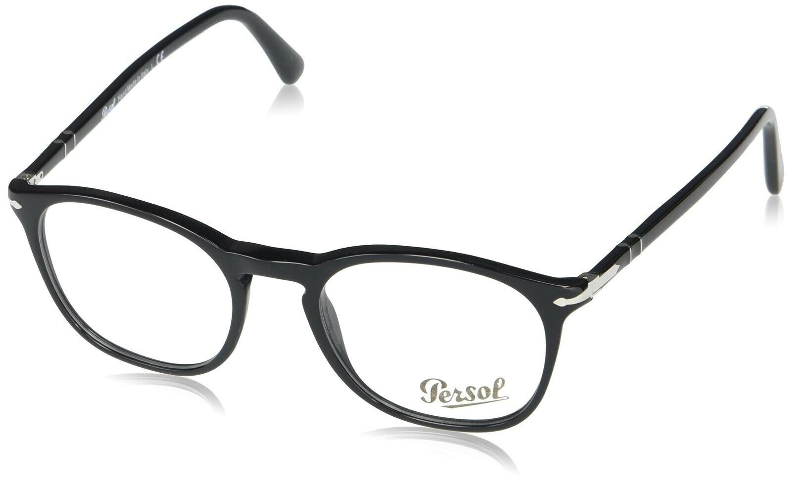 Persol PO3007V Square Eyeglass Frames, Black/Demo, 52 mm