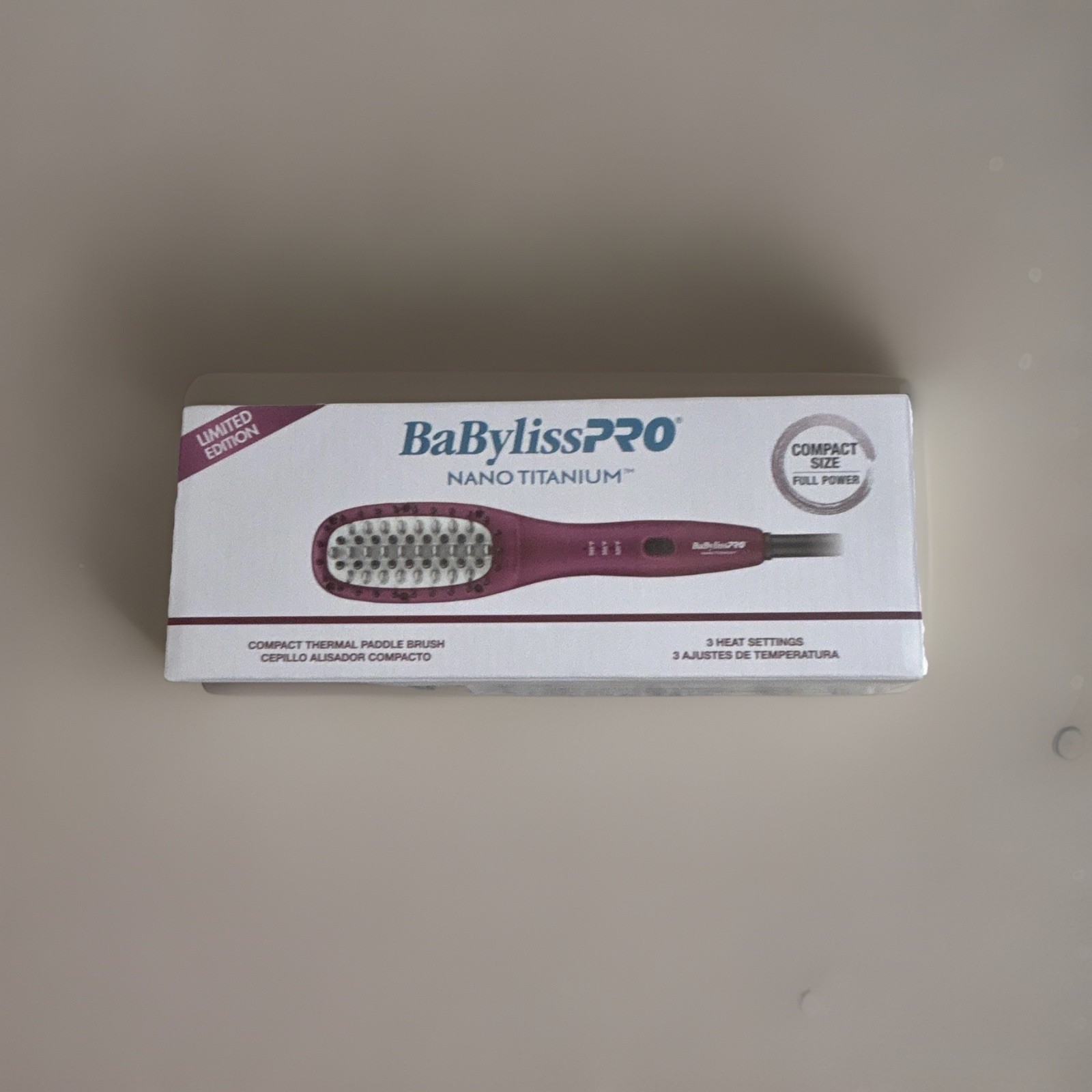 BaBylissPRO Nano Titanium Compact Straightening Brush Purple 3 Heat 395°F