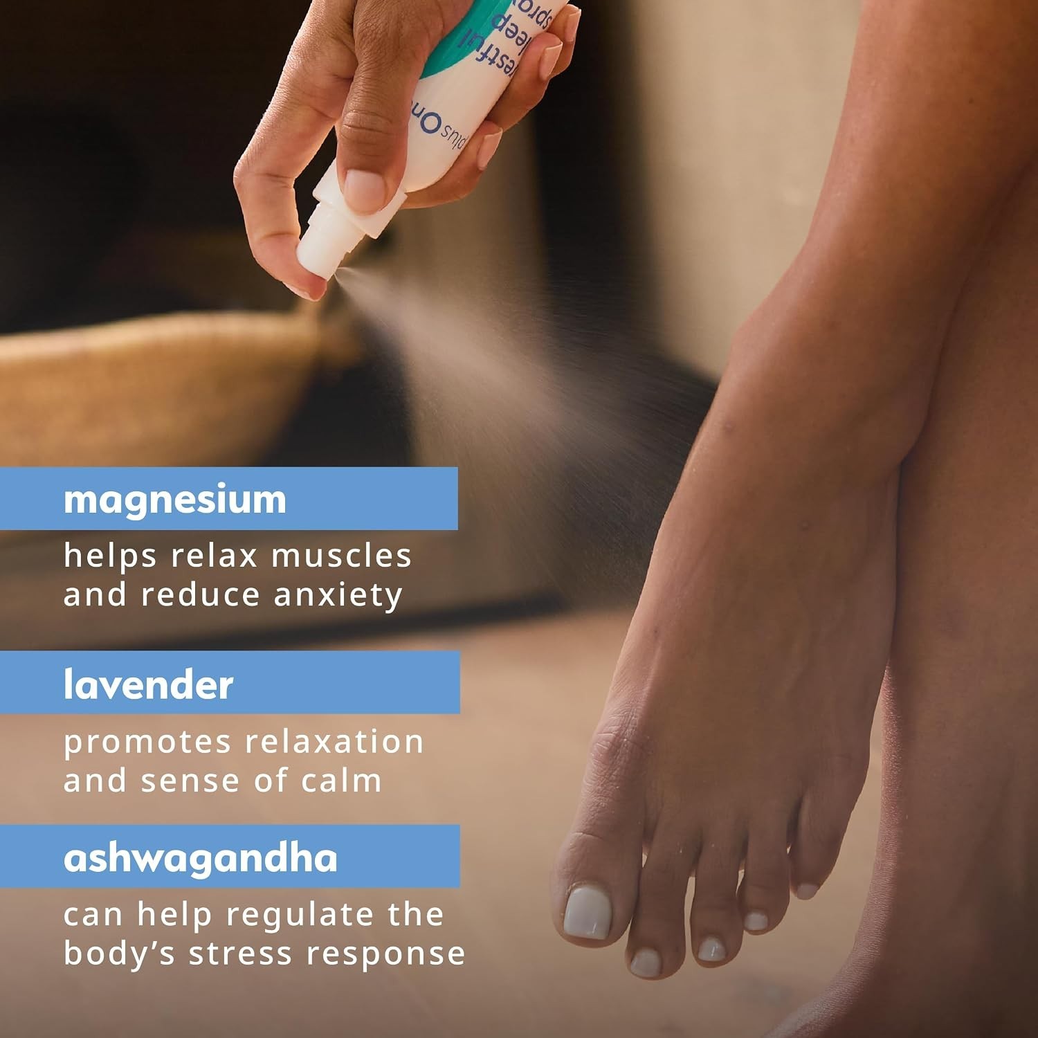 Plus One Blissful Sleep Spray – Lavender & Ashwagandha, 4 Fl Oz Relaxation Aid