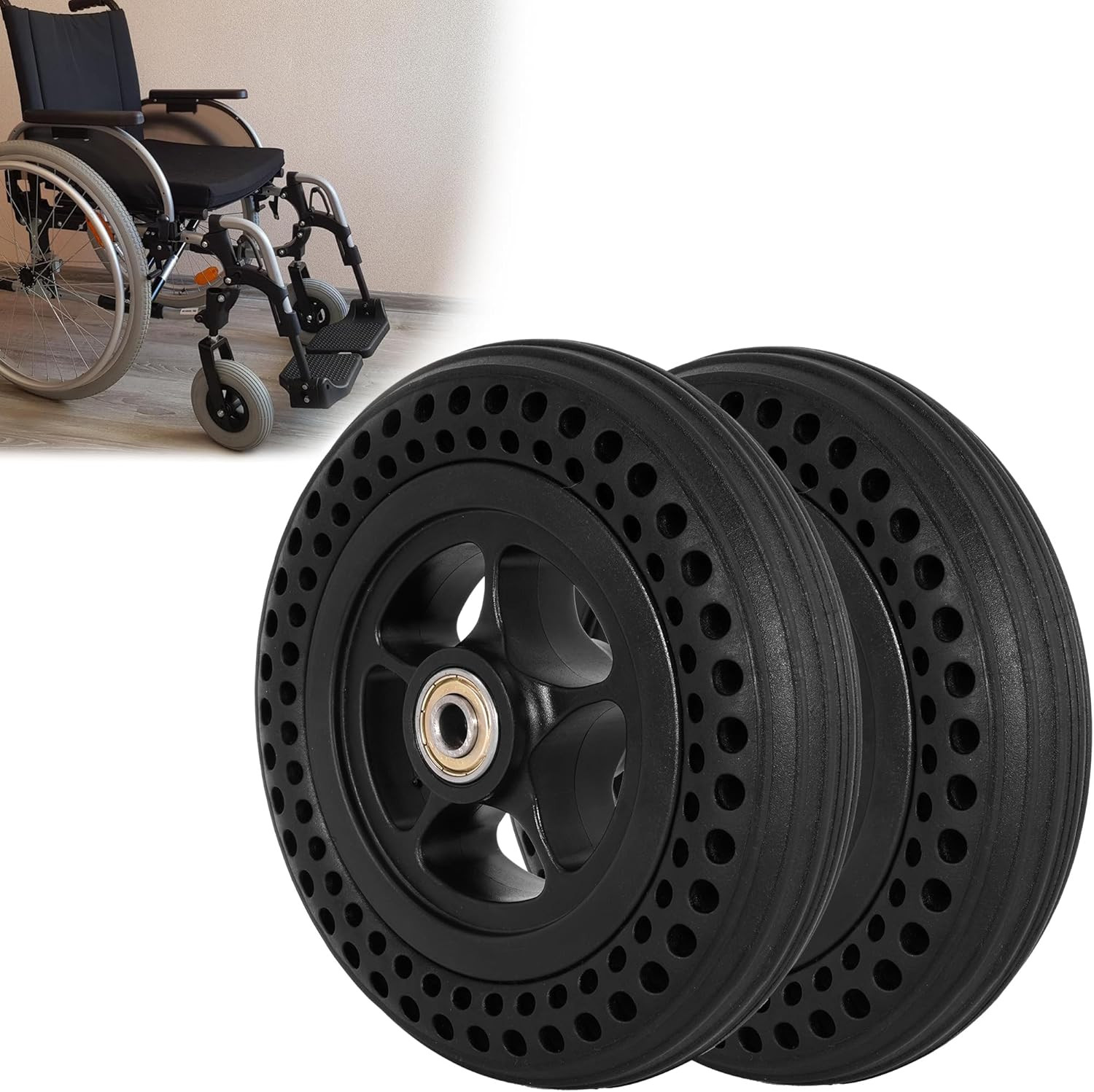 6 Inch Wheelchair Wheel Replacement Honeycomb Rubber Anti-Slip Tire, 6″X 1.4″ So