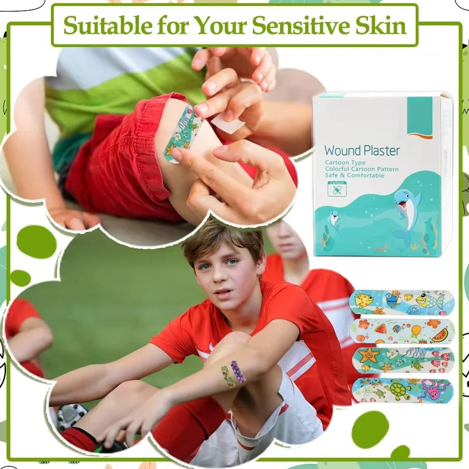 100Pcs Kids Cartoon Bandages Waterproof Flexible Adhesive Strips NEW