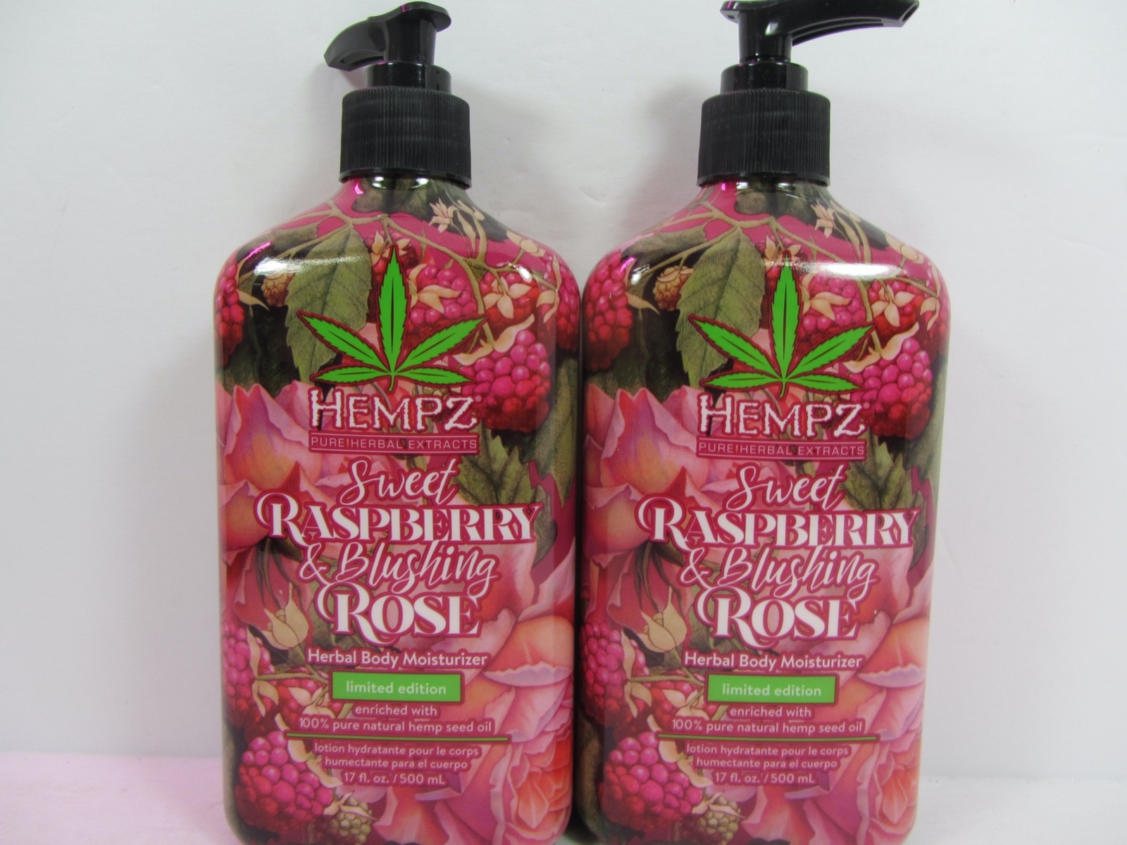 2 PACK HEMPZ SWEET RASPBERRY & BLUSHING ROSE MOISTURIZER LOTION LIMITED EDITION