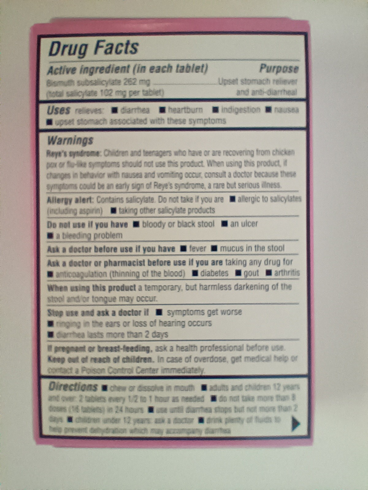 Pink Bismuth Tablet Indigestion Diarrhea Nausea Guardian 30 Chewable exp 12/2025